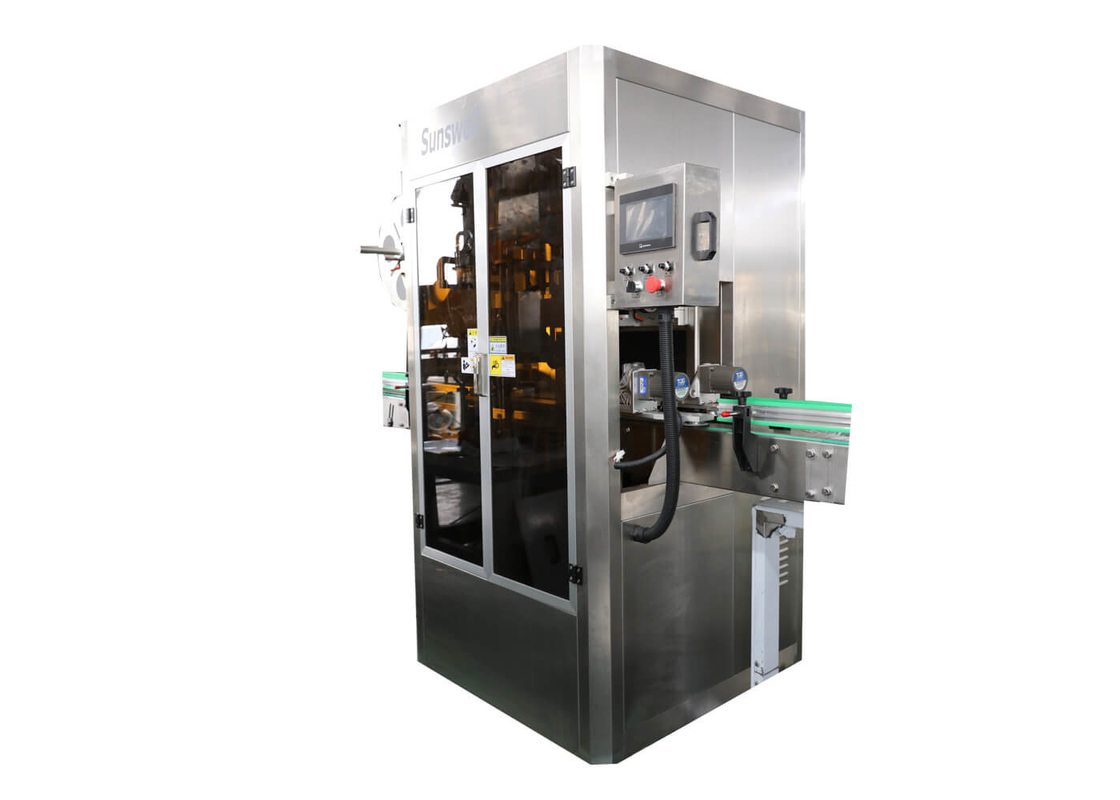 PVC Heat Shrink Sleeve Labeling Machine For Beverage Bottle With Shrink Tunnel