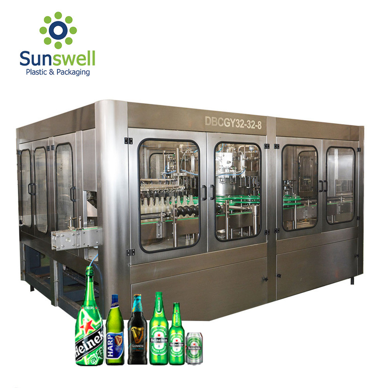 Automatic Beer Filling Machine , Filling And Capping Machine For Glass / Plastic Bottle